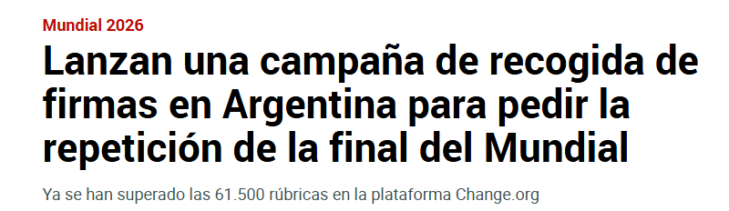 ElTeatroDeWill's tweet photo. REPETIR LA FINAL:  62.000 FIRMAS
QUE ARGENTINA NO VUELVA A JUGAR UN MUNDIAL: 23.000.000 FIRMAS https://t.co/c3jgG3bVMr