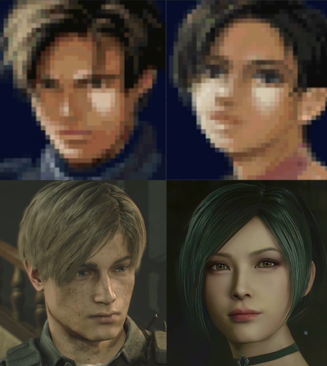 RE_re9UieM_'s tweet photo. RE2  ORIGINAL x REMAKE 

#REBHFun #LeonKennedy 
#AdaWong https://t.co/pVZkFs4IXN