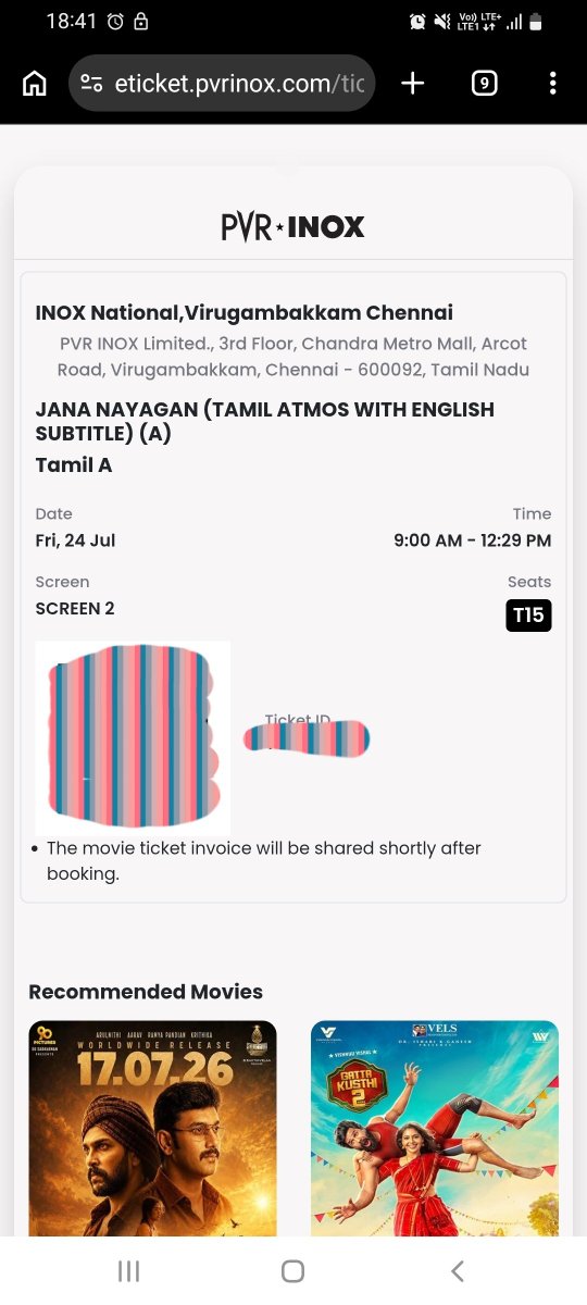 tweetdasss's tweet photo. @SriniMama1 Jana Nayagan tickets❤️‍🔥❤️‍🔥
Friday - July 24th - second day
INOX National, Virugambakkam
2 tickets
ORIGINAL TICKET PRICE (NO EXTRA) https://t.co/5n2R9vitJP
