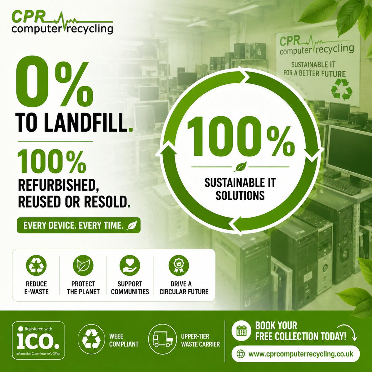 CPR_ITRecycling's tweet photo. 0% to landfill. 100% refurbished, reused or resold Every device. Every time. When you recycle with CPR, absolutely nothing is wasted - and profits go to UK charities.
🌐https://t.co/y4q4PSvJLY

#ZeroLandfill #Sustainability #CircularEconomy #ESG #GreenBusiness #ComputerRecycling https://t.co/hUOMkyPMHN