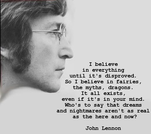 BeatlemaniaUK's tweet photo. “I believe in everything until it's disproved. So I believe in fairies, the myths, dragons. It all exists, even if it's in your mind. Who's to say that dreams and nightmares aren't as real as the here and now?”
― John Lennon

#Beatles #TheBeatles https://t.co/jDIQd91JNk