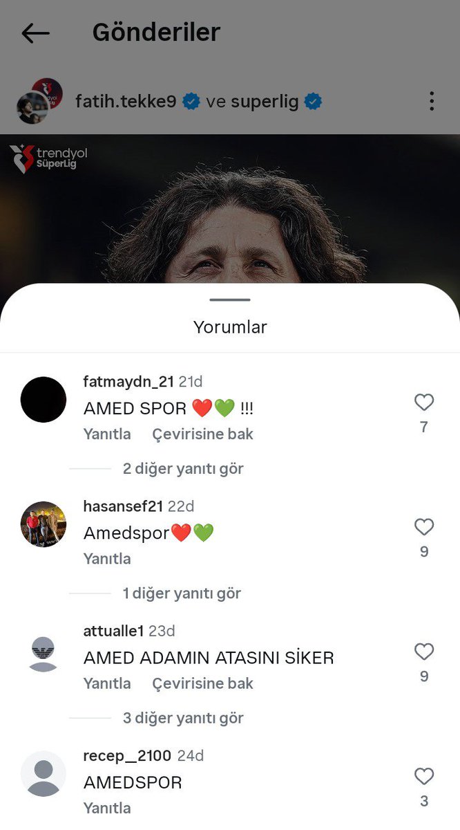tameraksoya's tweet photo. Diyarbakır'ın ismini bile söylemekten tiksindiğim Kulübü Fatih Tekke'nin Instagram hesabına küfür ve halaretlerle saldırıyor,

Ahlak yok, saygı yok, spor kültürü zaten hiç yok! Fatih Tekke’nin tırnağı bile olamayacak tipler toplanmış Instagram’da lağım akıtıyor. https://t.co/MiBGBwrVKf