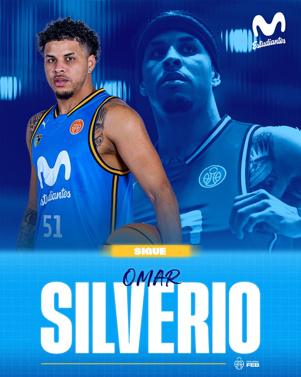 MovistarEstu's tweet photo. 📝 OFICIAL

 Omar Silverio renueva con Movistar Estudiantes.

El escolta dominicano seguirá siendo una de las referencias ofensivas del nuevo proyecto estudiantil esta temporada.

¡Seguimos, Omar! 💙

👇
https://t.co/qcJbM7m1xE https://t.co/5DrxU8ZThi