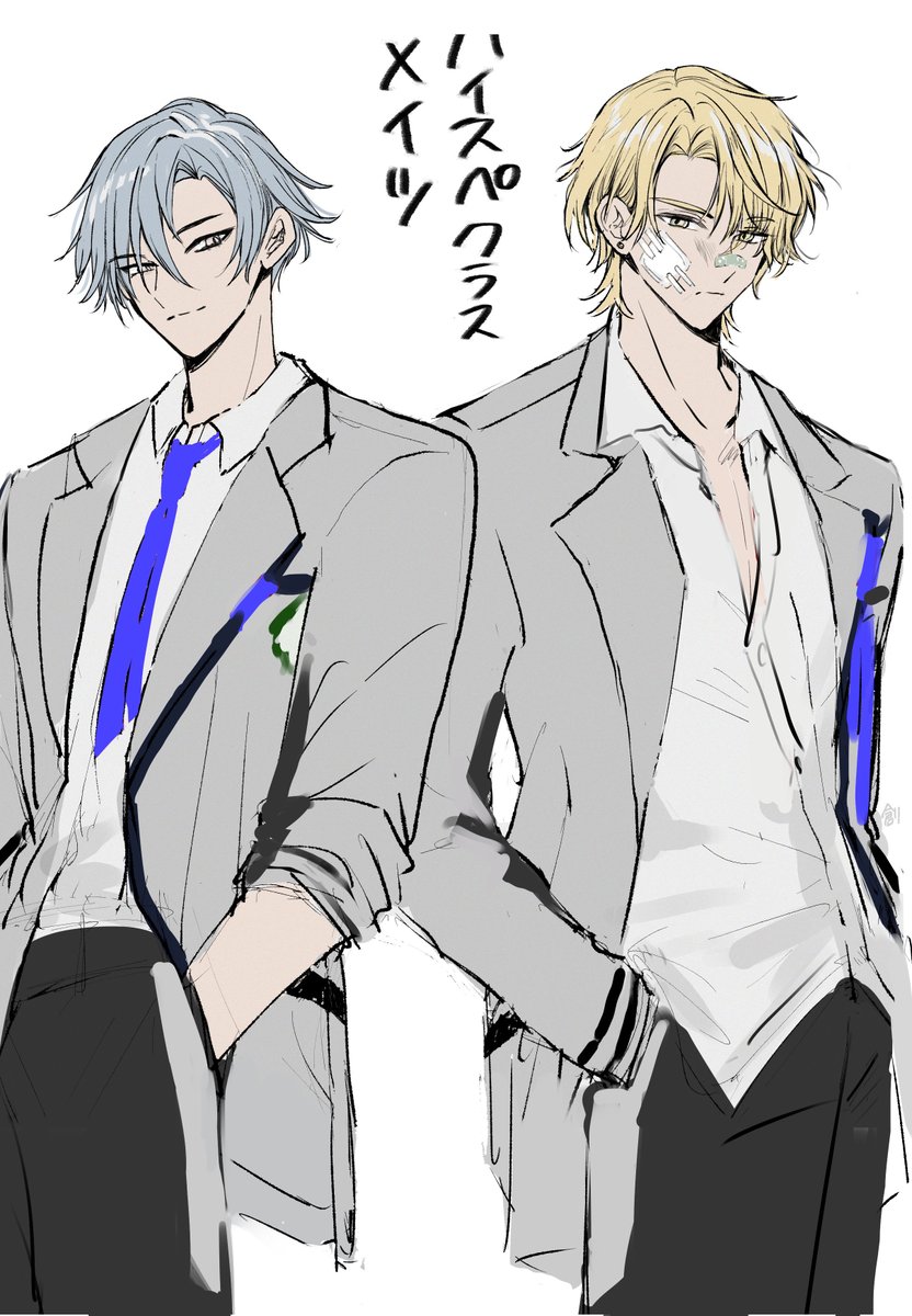 curari_E's tweet photo. ハイスぺクラスメイツ　
過去絵に加筆してみた、楽し～ https://t.co/rFPMeRCbTQ