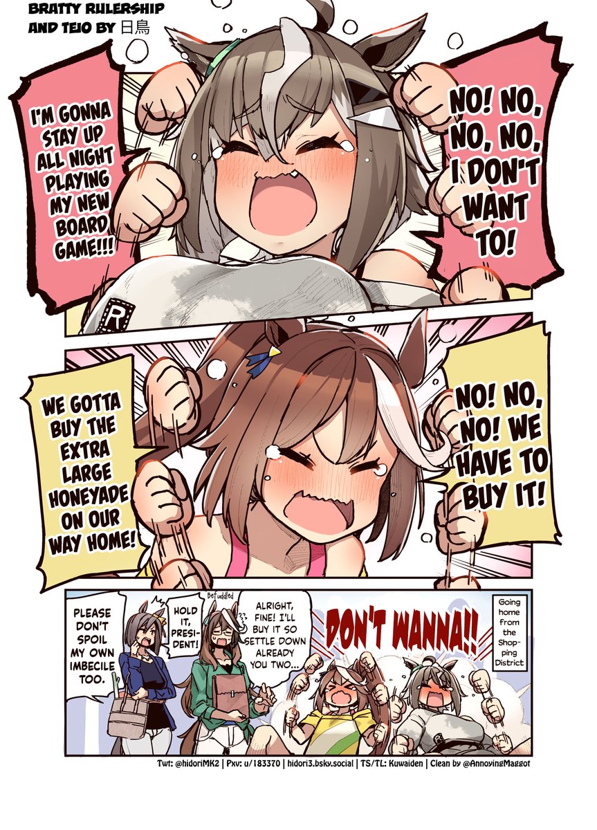 Kuwaiden's tweet photo. Bratty Rulership and Teio by @hidoriMK2 

Two single mom of Tracen

Clean by @AnnoyingMaggot 
#ウマ娘 #Umamusume 
#ウマ娘英訳 #UmaTranslations https://t.co/8kNOu5m615