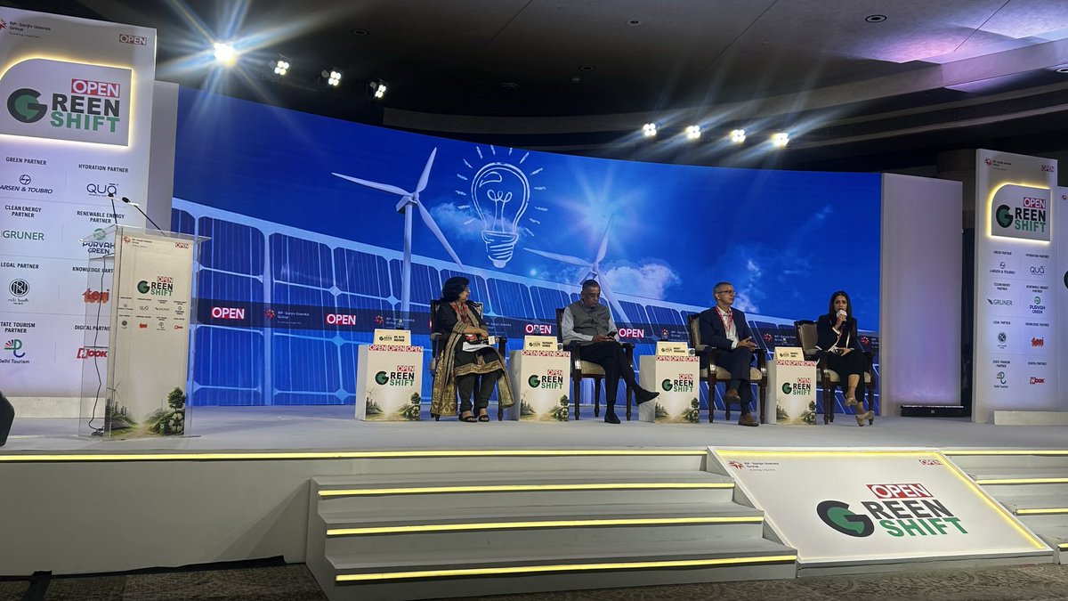 Openthemag's tweet photo. #OPENLIVE: “Jharkhand alone will require an estimated USD 256 billion in investment between 2026 and 2070 to achieve its net zero goals. Public funding alone cannot bridge that gap, making private investment critical for a just transition.”
Vibhuti Garg, Director, South Asia, Institute for Energy Economics and Financial Analysis (IEEFA), speaking during the “India’s Energy Transition Story” panel at #OpenGreenShift.