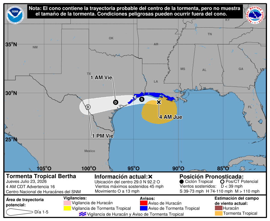 FZalfredo69's tweet photo. Tormenta tropical BERTHA, así como su posible trayectoria para las próximas horas, en aguas del Golfo de México, como lo muestran las imágenes qué se anexan. https://t.co/aW3TAnSkfr