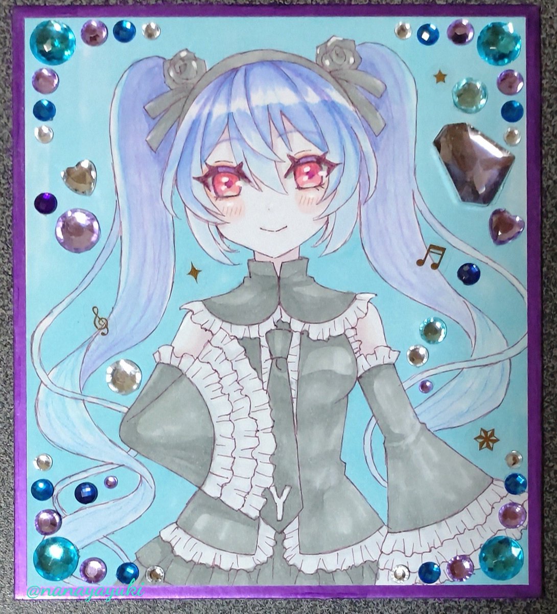 初音ミクモジュール(♾️インフィニティ)ちゃん💚アナログイラスト色紙
