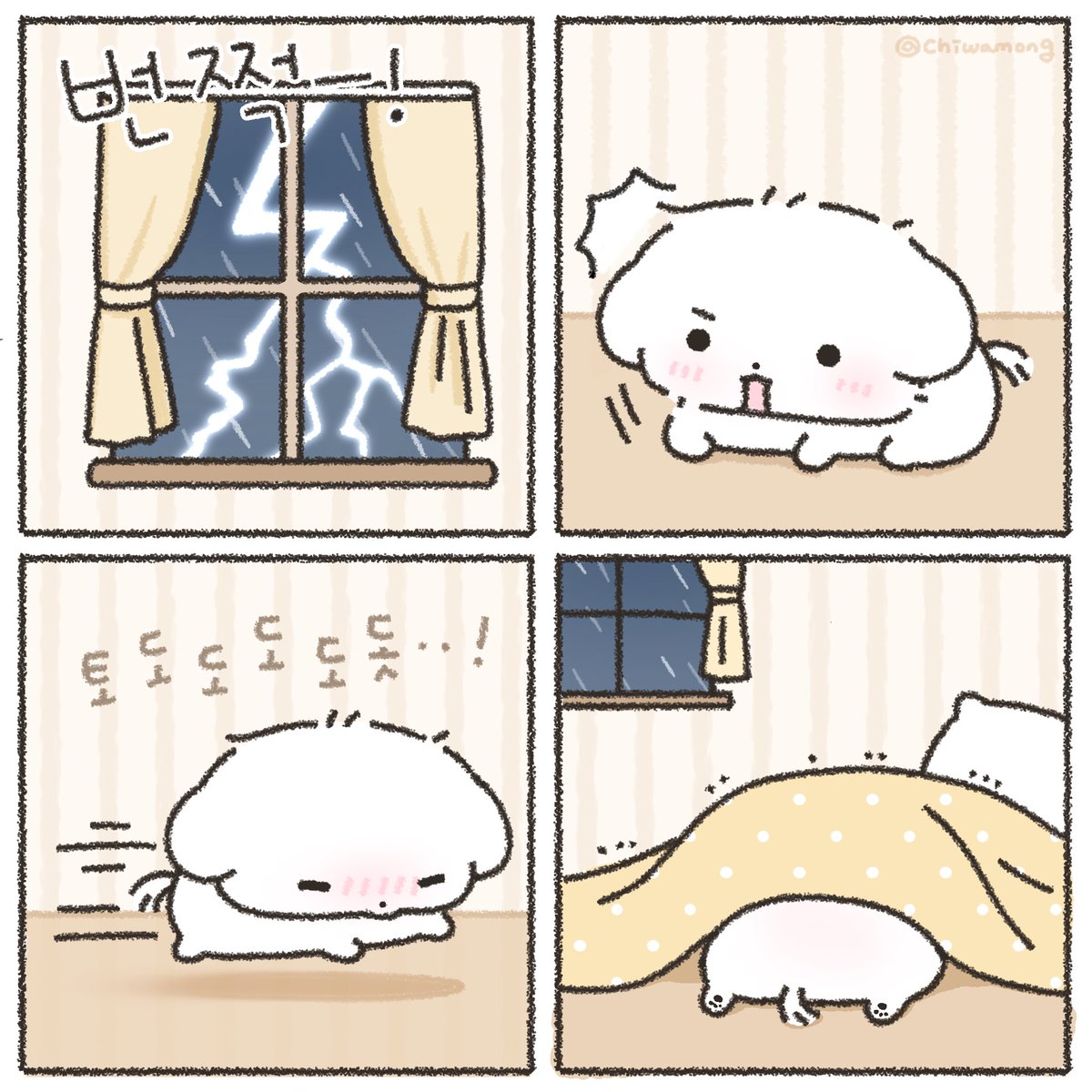 chiwamong's tweet photo. 🐶 천둥번개 치는 날 ⛈️ https://t.co/Kecy6c8MQe