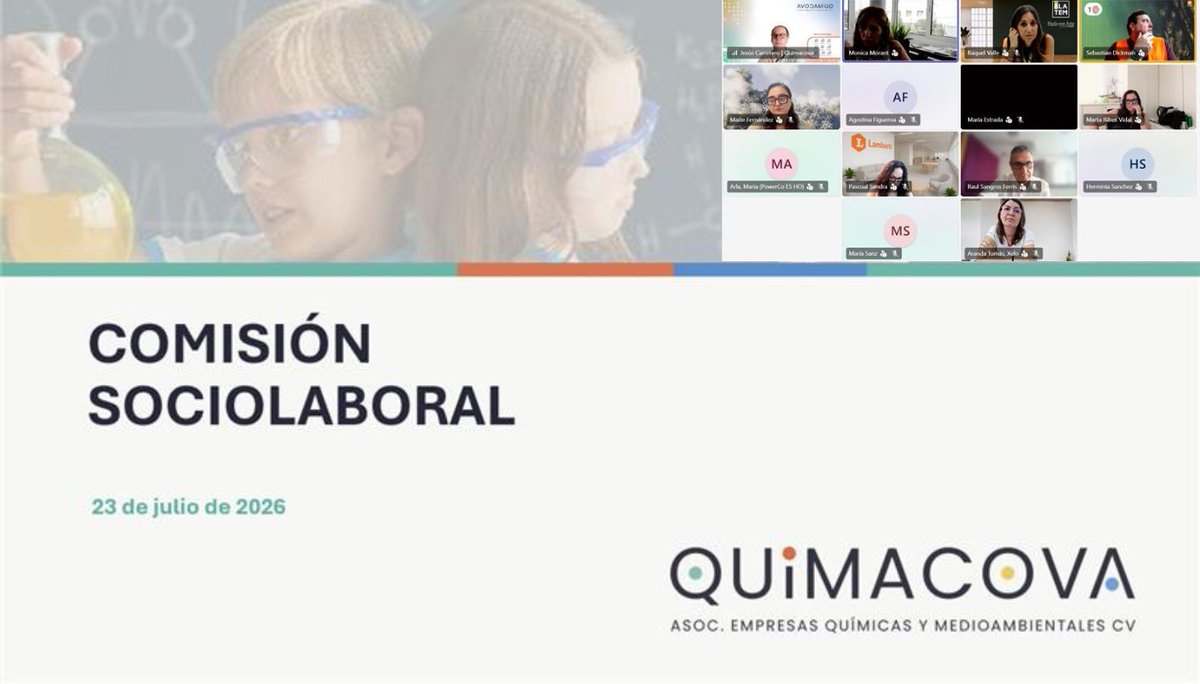 QUIMACOVA's tweet photo. Celebramos la reunión de julio de la #Comisión #Sociolaboral de #QUIMACOVA hemos trabajado sobre algunos de los principales retos que comparten nuestras empresas asociadas.
🔗 Más info https://t.co/JASHR1ckLA
#LaQuímicaNosUne #LABORQUIM #SoporteParaTuDíaADía https://t.co/caLhrz6QIS