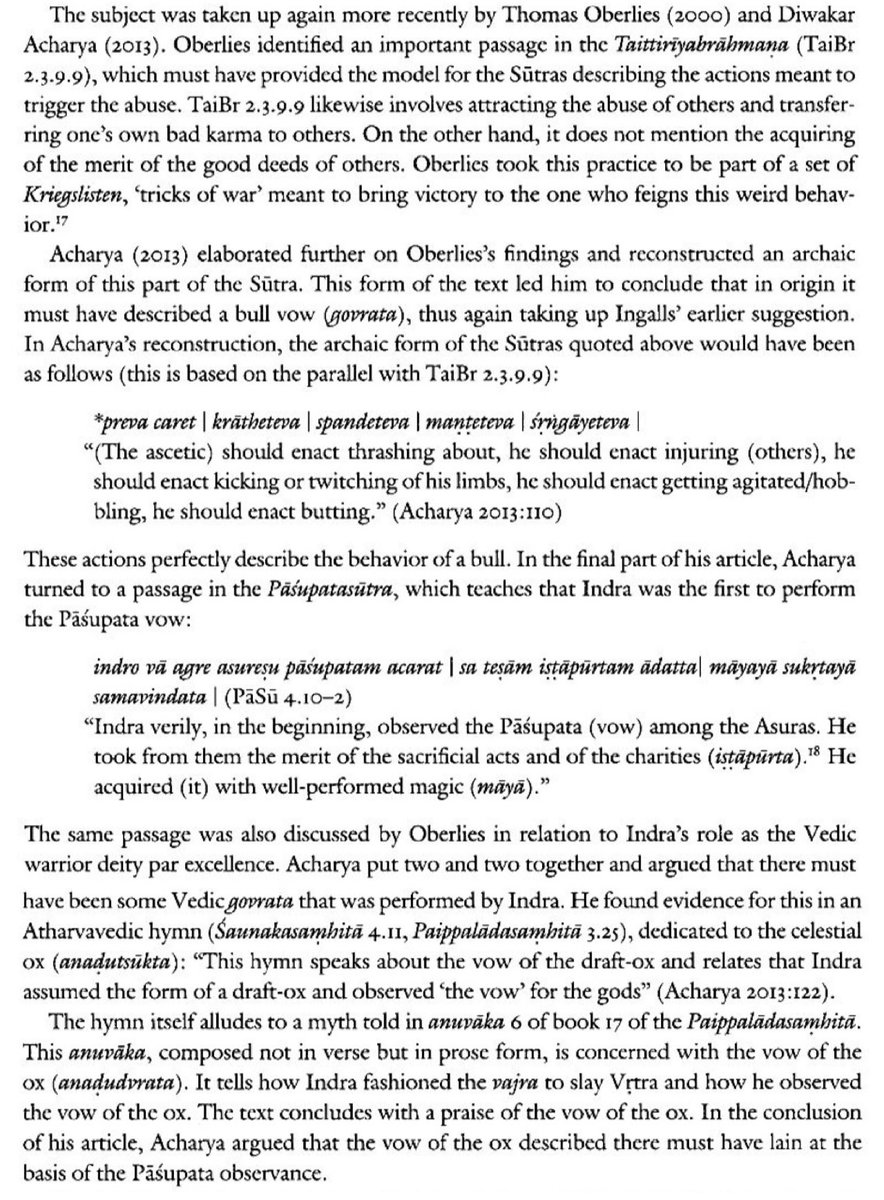 pArAsharyAyaNa's tweet photo. Pāśupata vrata has its roots in the Taittirīya Brāhmaṇa,
and in the «anaḍudvrata» (the vow of the ox) of the Atharvavedic Paippalāda Saṃhitā.

Pāśupatasūtra mirrors the Paippalāda Śruti in stating that Indra was the first to observe the vow. https://t.co/TWSAM9vBQa