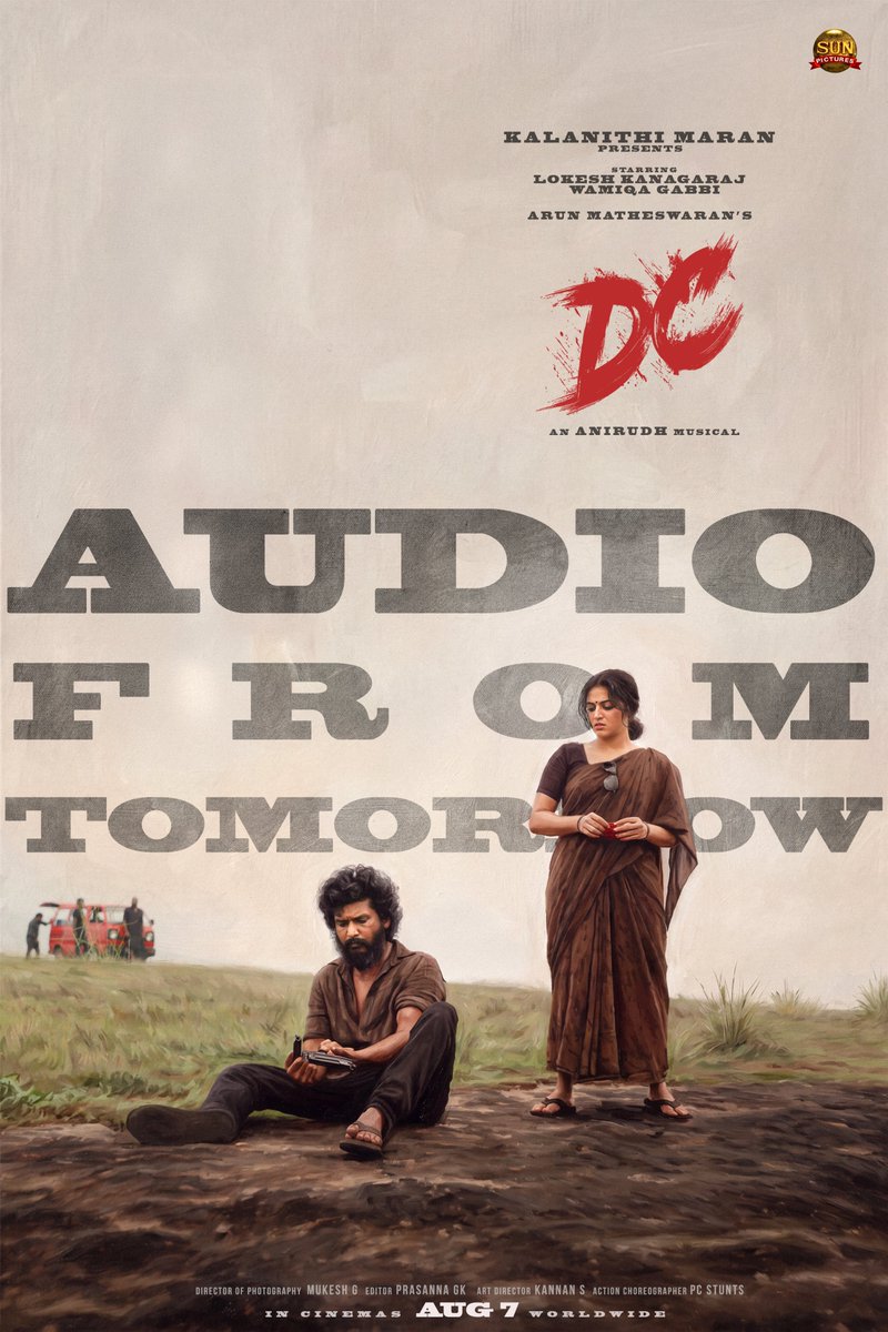 sunpictures's tweet photo. An album packed with emotions! ♥️ #DC Audio from tomorrow. 🎵

@Dir_Lokesh @ArunMatheswaran @anirudhofficial #WamiqaGabbi @isanjkayy @mukesh_DOP @editor_prasanna @skannanartdir @PC_stunts @kabilanchelliah @kuchirayar73 #DCFromAugust7 https://t.co/UJtBmmYPxa