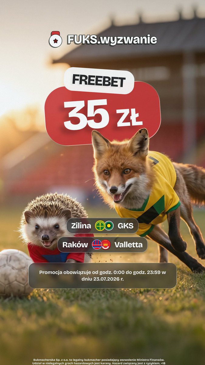 FuksiarzPL's tweet photo. Przed nami mecze Rakowa i GKS-u Katowice w Lidze Konferencji. Obstaw spotkania polskich drużyn, traf i zgarnij Freebet 35 zł! 💸💥
🔗 Sprawdź szczegóły i odbierz bonus: https://t.co/eNpoNYX7YR https://t.co/iaUf7FeQe3