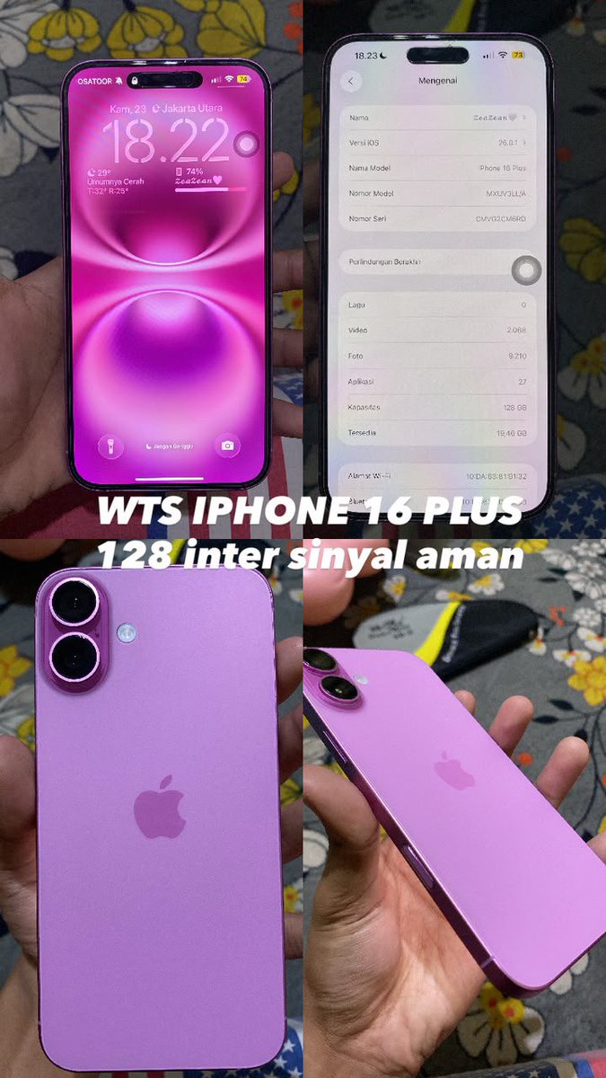 arcely2nd's tweet photo. WTS IPHONE 16 PLUS, DETAIL DM YAA!
bisa COD only JAKARTA
no scam no penipu beneran reall
#wts #wtb #zonauang #suka #SayangAnak https://t.co/u0RZckw4qV