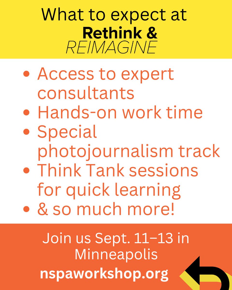 NSPA's tweet photo. Curious about NSPA's fall workshop? Here's what to expect. 

The workshop is designed with YOU in mind — for three days you and your staff will have time to reimagine your publication and set yourself up for a successful year. 

Learn more: https://t.co/mj5WmUViQy https://t.co/U443PQ9FxX