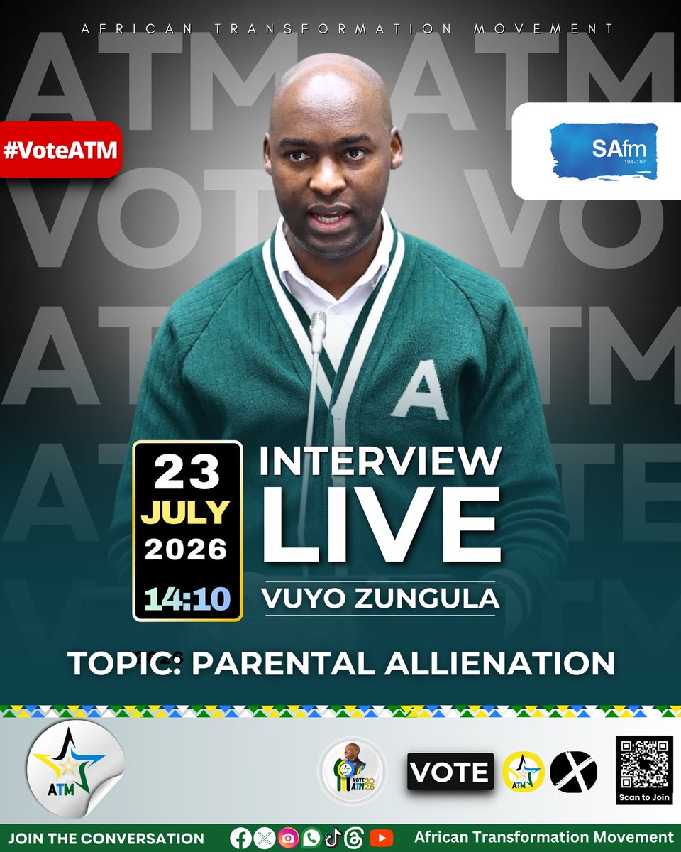 ATMovement_SA's tweet photo. [ALERT]

We are live on @SAfmRadio with ATM Parliamentary leader Honourable @ZungulaVuyo.

#ATMInCommunities https://t.co/LCxWdNACMe