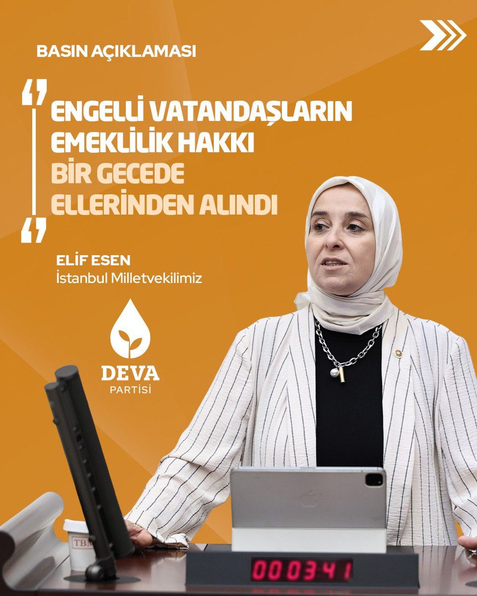 devapartisi's tweet photo. Elif Esen: “1 Ekim 2008’den önce sigortalı olan 4/A’lı engelli çalışanların vergi indirimi belgesine dayalı emeklilik sistemi sona erdirildi. Gelin, bu yanlışı yargı kararı beklemeden düzeltelim. 

Primini ödemiş, emeğini vermiş engelli vatandaşlarımızın hakkı bir bütçe kalemi değildir. Devletin itibarı, en kırılgan vatandaşına verdiği sözle ölçülür. Bu hak, sosyal devletin namusudur.”
