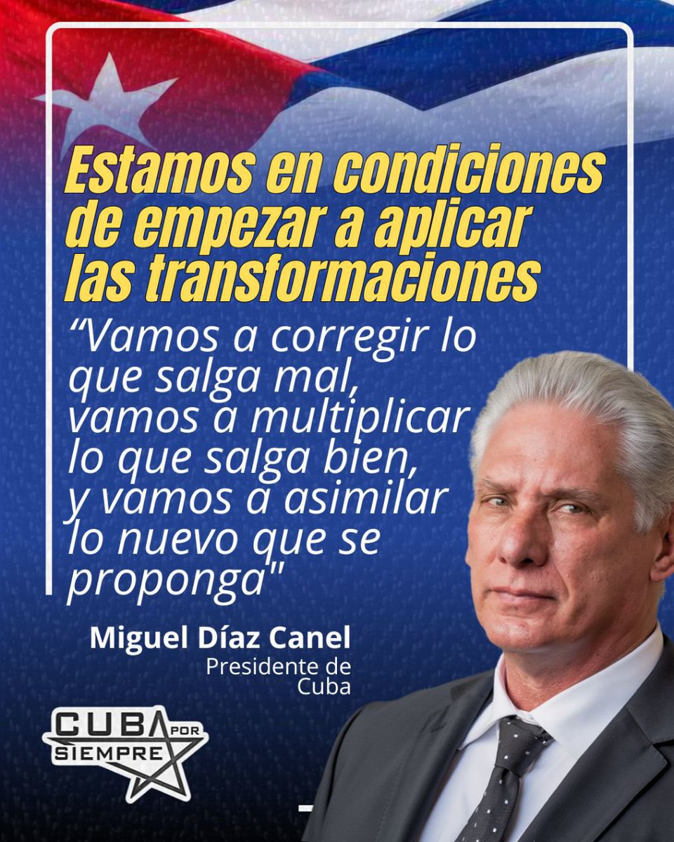 CubaPorSiempre_'s tweet photo. 🇨🇺 El presidente de Cuba, Miguel Díaz-Canel Bermúdez, subrayó ante la agencia de noticias RT que el principio rector de los cambios que comenzarán a aplicarse en el país a finales de julio es la garantía de la equidad. https://t.co/EXsoi7plZJ