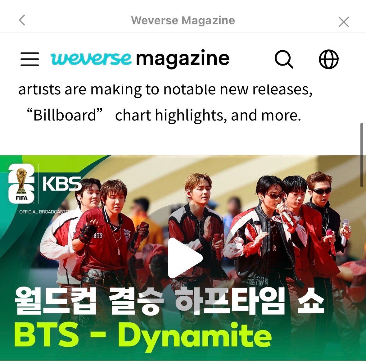 Kookie_7min's tweet photo. We request an immediate correction of the cover image in Weverse Magazine's report on BTS's World Cup halftime show. Jimin is a member of BTS, and BTS is 7! @BIGHIT_MUSIC @HYBE_MERCH https://t.co/nfPuDih9yD