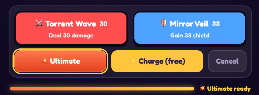 playsnapmonster's tweet photo. New in Squad Battle: team Ultimates. 💥

Take real damage to charge the meter, then unleash a comeback strike that partly bypasses shields.

Play free: https://t.co/c7291wNZXB

#SnapMonster #IndieGame https://t.co/WX7wAvjKQv