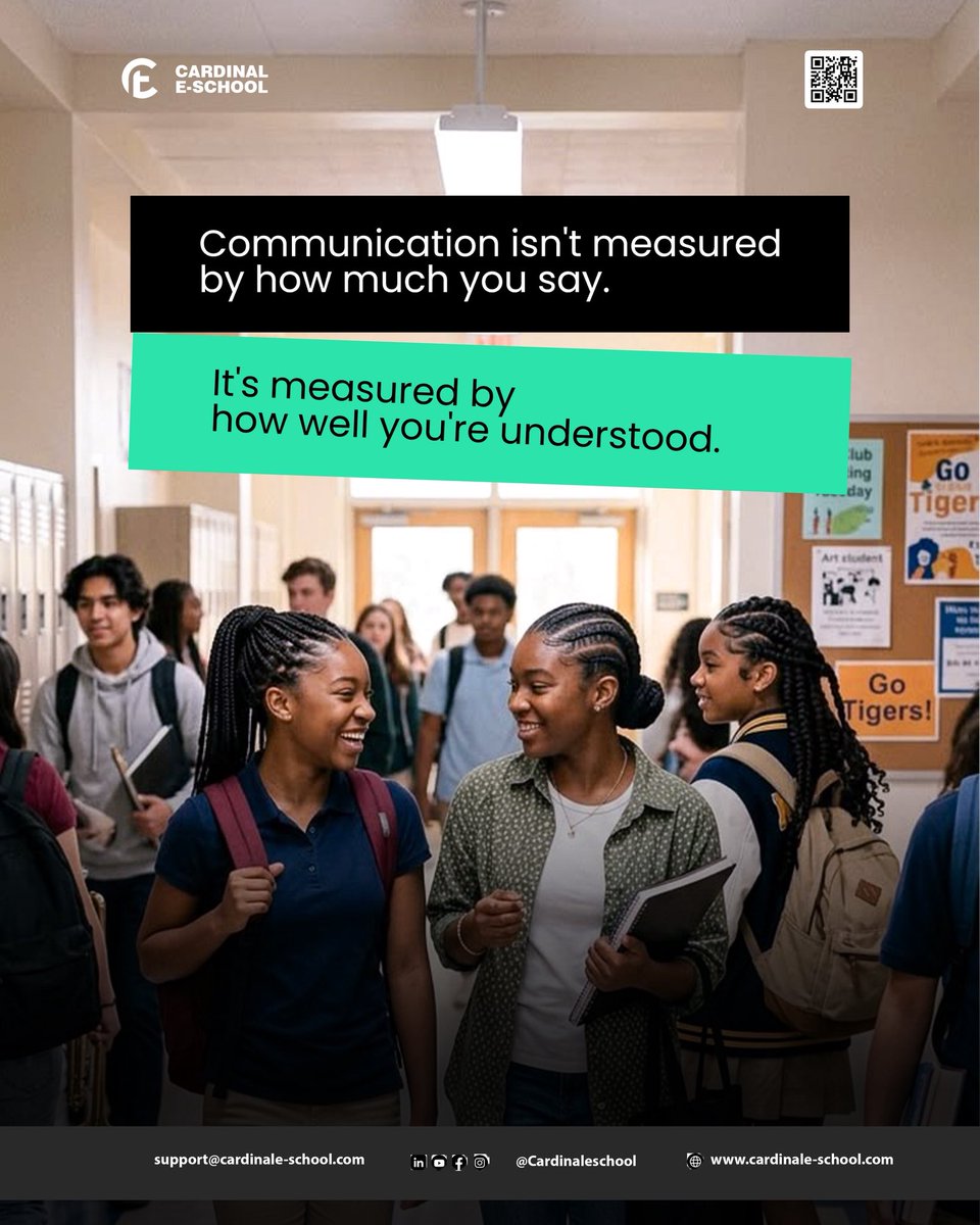CardinalEschool's tweet photo. Effective communication isn't measured by how much you say, it's measured by how well you’re understood.

Clarity turns ideas into action, and reduces misunderstandings. 

Whether you're speaking, writing, or presenting, choosing the right words can make a lasting impact. https://t.co/ruATsprxmR