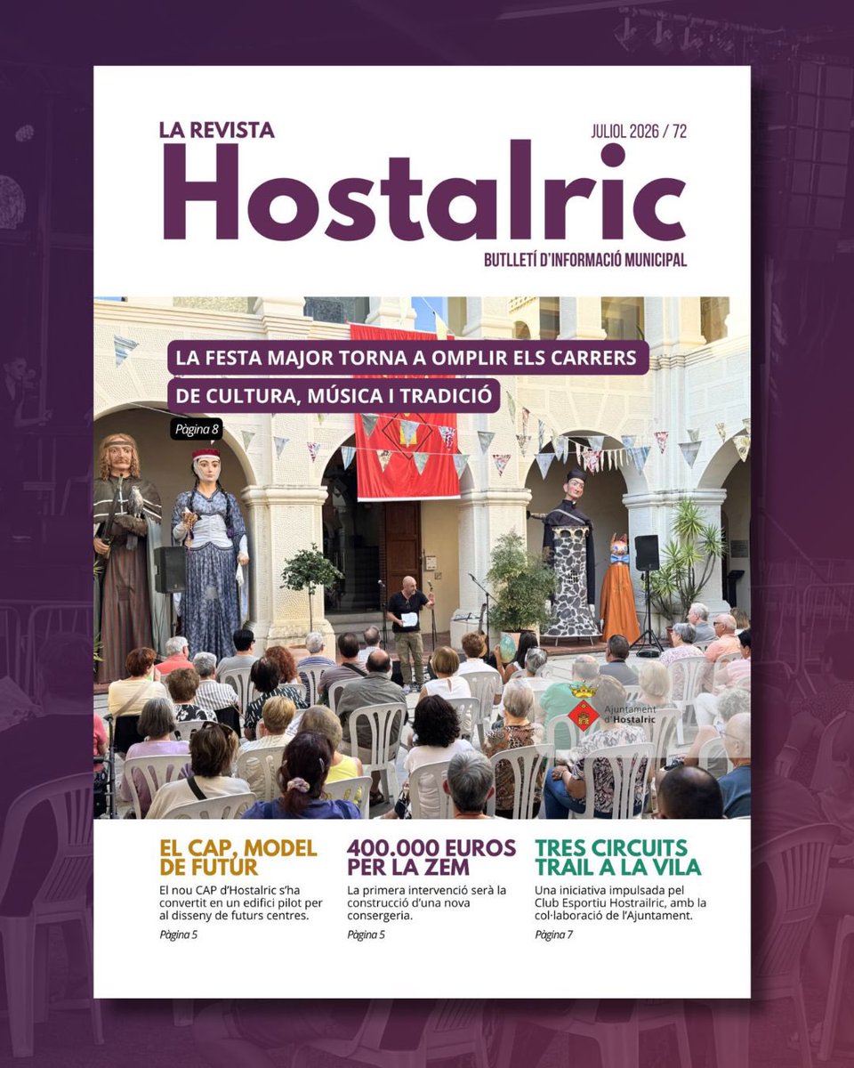 AjHostalric's tweet photo. 🗞️ Nova edició de “La revista Hostalric”! Ja és al carrer el número 72 del butlletí d’informació municipal. 👏

👀 Consulta’n ja la versió digital: https://t.co/ywipowiSj2 https://t.co/uck6Km4QCR