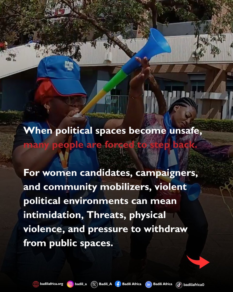 Badili_A's tweet photo. For women in political spaces, the cost is often even higher: intimidation, threats, physical violence, and forced withdrawal from public life.

Democracy cannot thrive where violence decides who is seen and who is silenced.

#ElectoralGBV #SilencingisPolitical #badiliafricainitiative