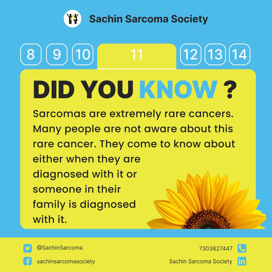 SachinSarcoma's tweet photo. #Sarcomas are #rarecancers. Many people come to know about this #cancer either when they are diagnosed with it or when someone in their family or known person is diagnosed with it. Awareness about this cancer is very important. 
#sarcomaawarenessmonth https://t.co/vfQhK58SEI
