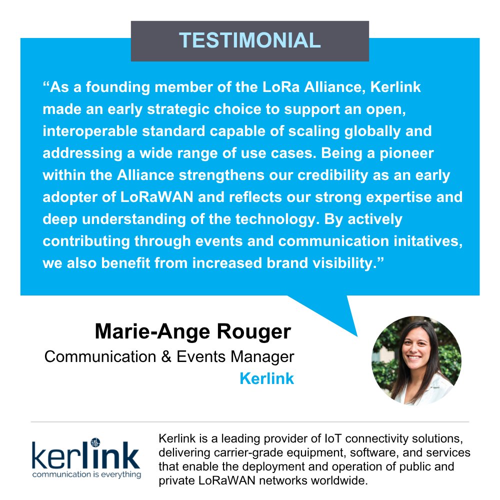 LoRaAlliance's tweet photo. Why do organizations join the #LoRaAlliance?  

Here's what our member Marie-Ange Rouger of @kerlink_news had to say about the value of membership ⤵️

👉 Interested in becoming a member? Learn more about the benefits of joining the LoRa Alliance: https://t.co/K8DavY1J0S https://t.co/ZV5shXRAFx