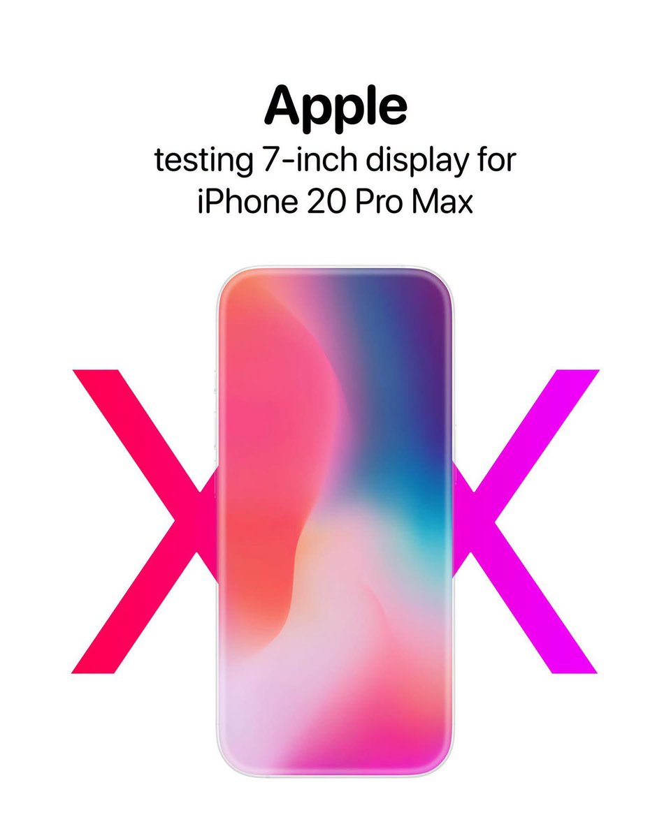 theapplehub's tweet photo. Apple is reportedly testing a 7-inch display for next year's iPhone 20 Pro Max 🔥

The company is preparing its biggest update ever for the iPhone's 20th anniversary

Source: Digital Chat Station https://t.co/txpSkRF94H