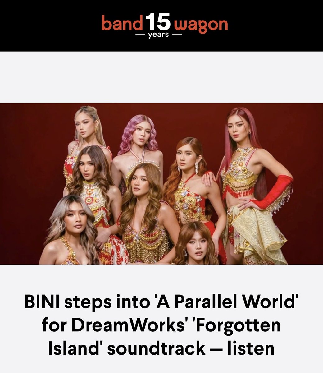 mariel_1001's tweet photo. "The track marks another major milestone for the P-pop act, who become part of a soundtrack celebrating Filipino culture on a global stage." 🇵🇭

BINI is featured on Bandwagon Asia article! 😍 

Read here:
🔗 https://t.co/n1NCrH3eVT

A PARALLEL WORLD OUT NOW
#BINI_AParallelWorld
#BINIxForgottenIsland