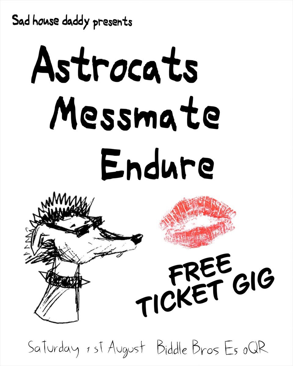 sadhousedaddy1's tweet photo. Live at Biddle Bros in east London on Saturday August 1st:
ASTRO CATS + MESSMATE + ENDURE!
https://t.co/lugIpIJOpH
7:30pm / free entry!
#livemusic #gig #event #biddlebros #hackney #clapton #london #eastlondon #freeentry #saturday #rockmusic #indierock #newmusic #originalmusic https://t.co/JRo9amWJdG
