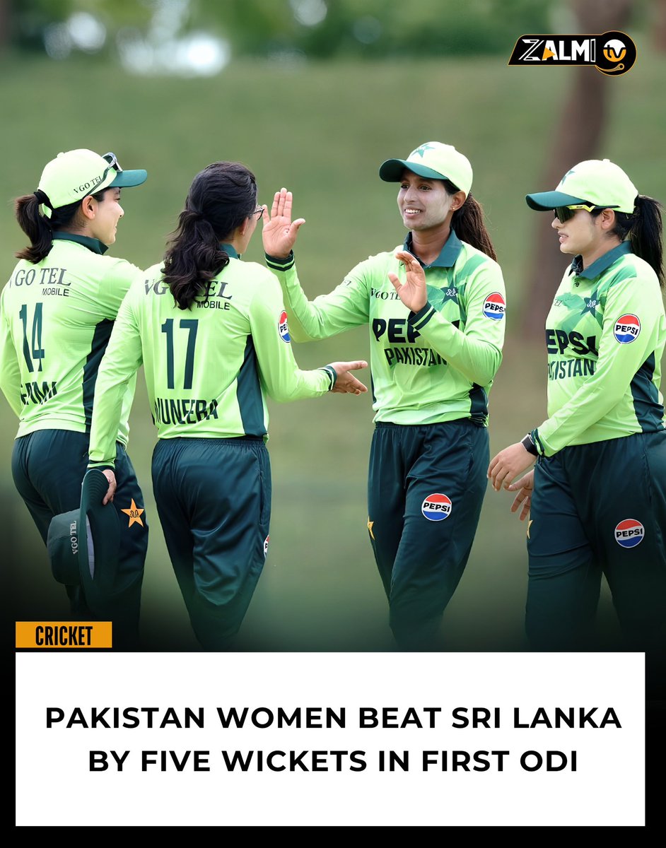 zalmitvlive's tweet photo. Pakistan Women defeated Sri Lanka Women by five wickets in the opening ODI of the three-match series at Sooriyawewa.
#WomenCricket #PAKvsSL #ODI https://t.co/G3o63JZU6V