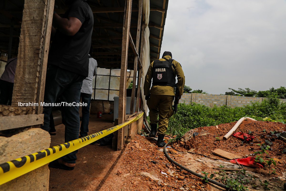 thecableng's tweet photo. PHOTOS: Inside ‘N480bn' meth lab uncovered by NDLEA in Ogun

The National Drug Law Enforcement Agency (NDLEA) on Thursday took journalists on a site inspection of a massive, industrial-scale methamphetamine laboratory in Ogun state.

The NDLEA had dismantled the facility, whose value it estimates at N480 billion, in May.

During inspection of the laboratory, nestled in a remote forest in Ijebu Ode, the suspects were paraded by officers of the Nigerian Correctional Service (NCoS) before being subjected to a special court hearing.

https://t.co/ZXb6Rzb845