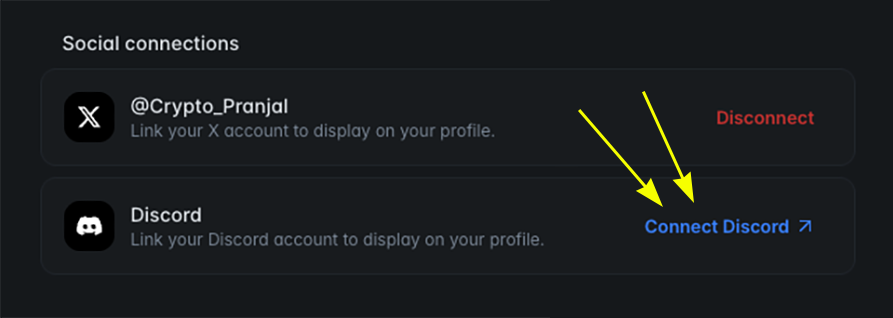 Crypto_Pranjal's tweet photo. Polymarket Update: Link Your Discord Account.

@Polymarket added the option to link your Discord account to your Polymarket account.

Be sure to link yours.

You can do it from Settings: https://t.co/WxuCJ6zFeR

Probably another factor they use to identify real users.