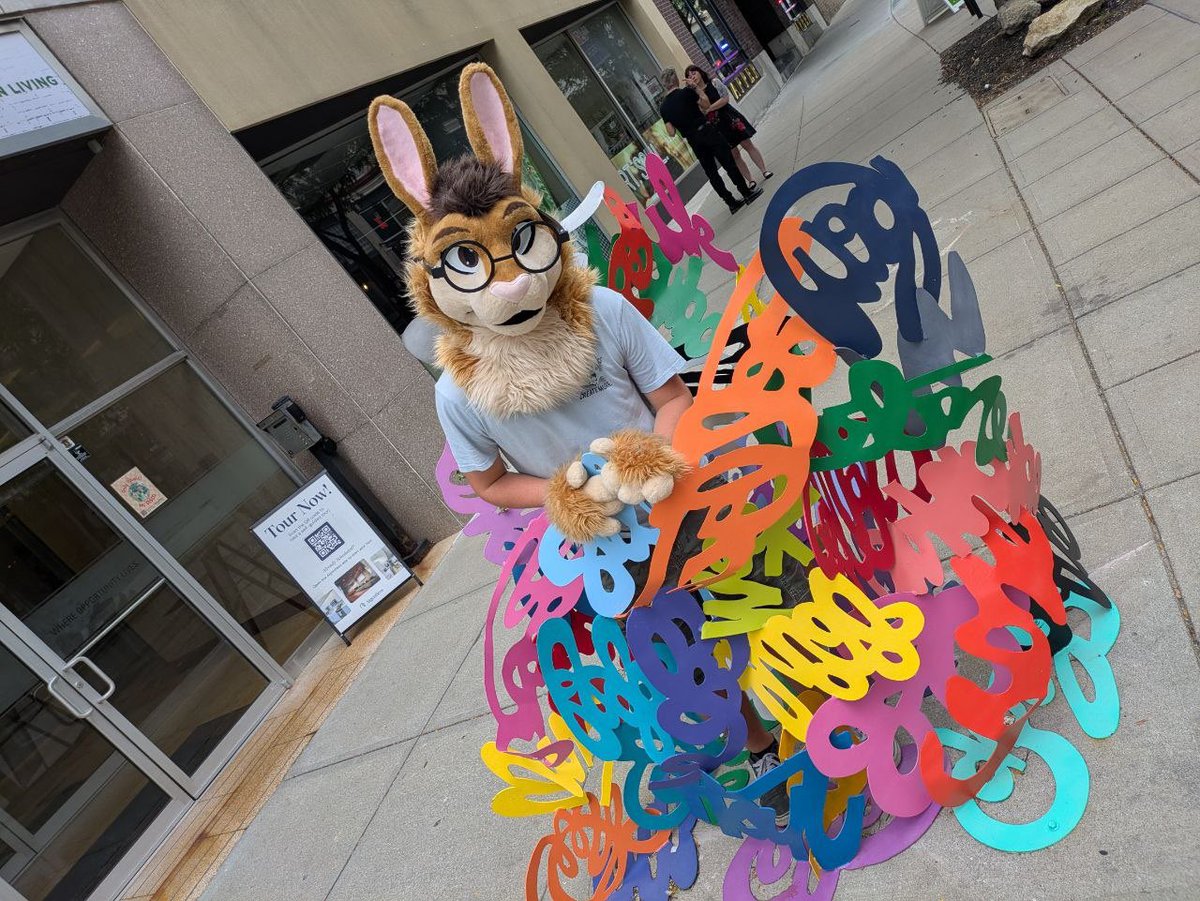 DexBunnie's tweet photo. Help! I’ve been captured by an army of squiggles #furry #fursuit https://t.co/WJTUM16axI