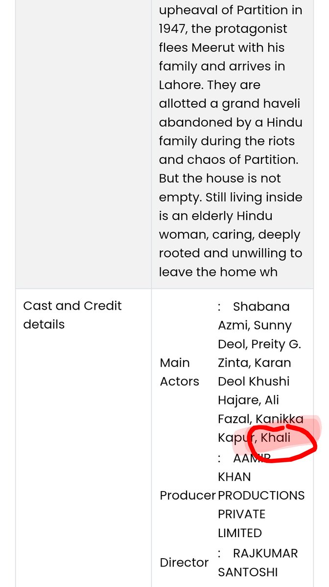 your_jacks's tweet photo. #Batwara1947 rated "A" by cbfc🥵 

get ready to witness the most lethal and brutal avatar of #SunnyDeol and #RajkumarSantoshi 💥🧨

Khali's name is also mentioned in the cast, does anyone know which role he is playing??? https://t.co/CrnosRDRaV