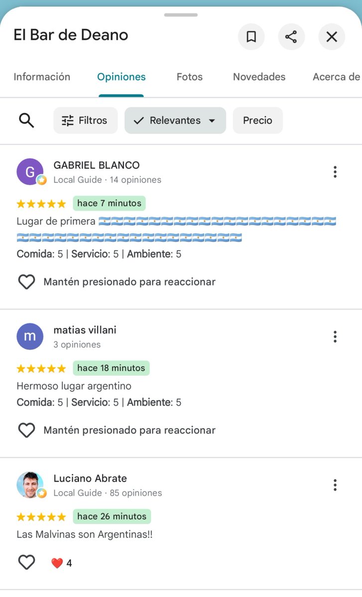clari0nline's tweet photo. las reseñas en google de los bares y supermercados en malvinas JQKDJAJA SSSIIIIIIIIIII https://t.co/KdeQqx2ylz
