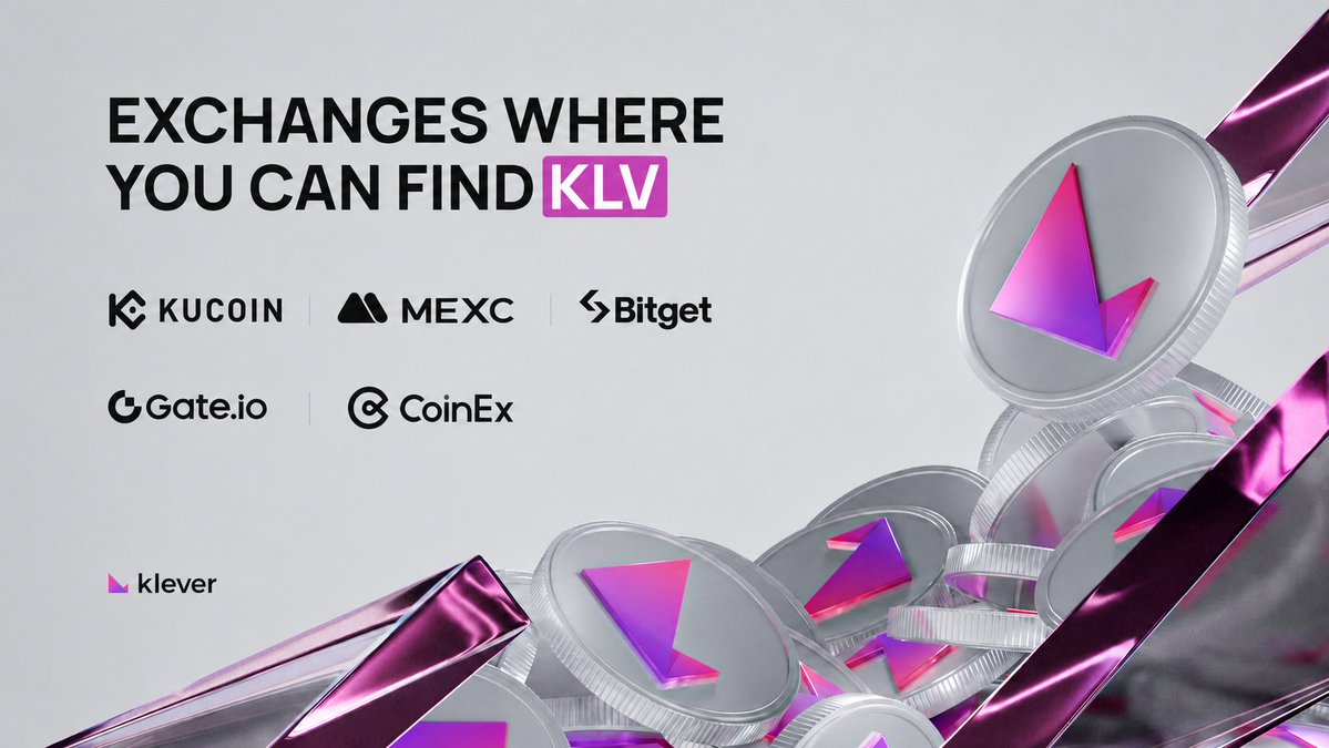 klever_org's tweet photo. Looking for $KLV?
You can find $KLV on leading centralized exchanges, including KuCoin, MEXC, Bitget, https://t.co/wMnw2NlAYy, and CoinEx.
Choose the platform that fits your needs and always verify you're using the official trading pairs.

Prefer using a DEX?
You can also trade $KLV on https://t.co/kJyhOxiYQb and other community-built decentralized exchanges powered by the Klever ecosystem.
