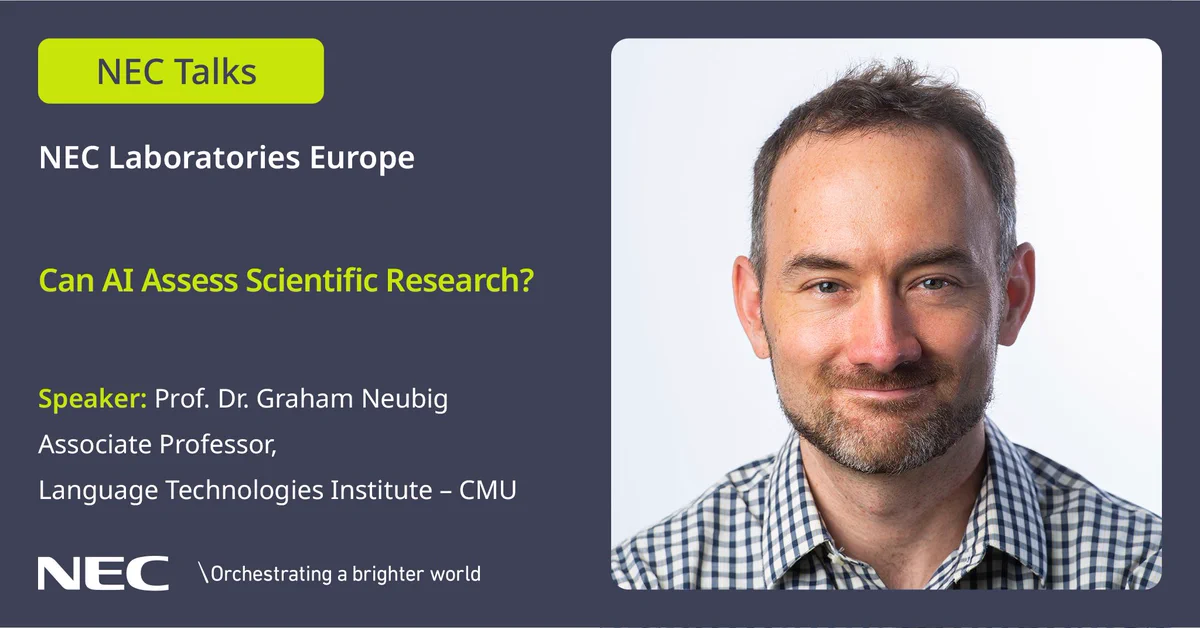 We hosted a talk by @gneubig on whether #AI can reliably assess scientific research. Study of 45 scientists shows AI flags issues in methods & reproducibility but misses field norms, raising questions on impact-focused research evaluation. Watch: https://youtu.be/-l2ufFjW5BA?si=nxhpjvXNqQH5m0kl. #NECLabs