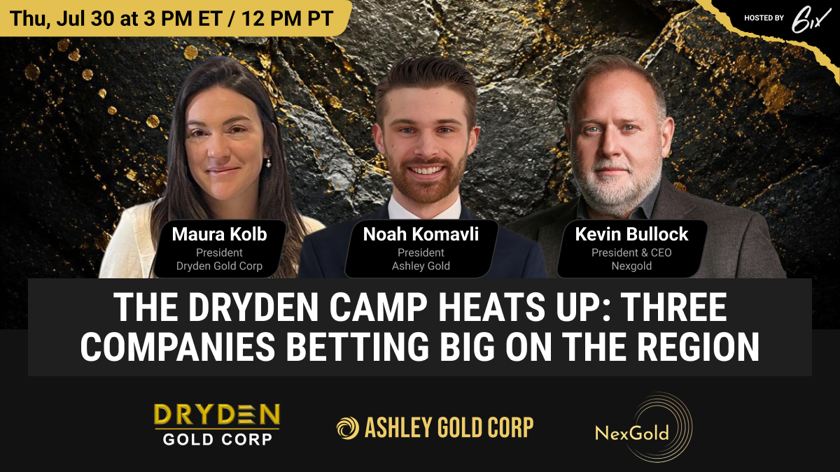 AshleyGoldCorp's tweet photo. $ASHL $ASHL.cn 

Mark your calendar for this live event on Thursday, July 30th at 3 PM ET / 12 PM PT!

Join @DrydenGold, @AshleyGoldCorp and @NexGoldMining for a 6ix panel discussion. Three companies who are betting big on the Dryden camp.

Learn more about what makes the geology so exciting and the near-term catalysts to watch.

Register here: https://t.co/PbMpLYa9c2