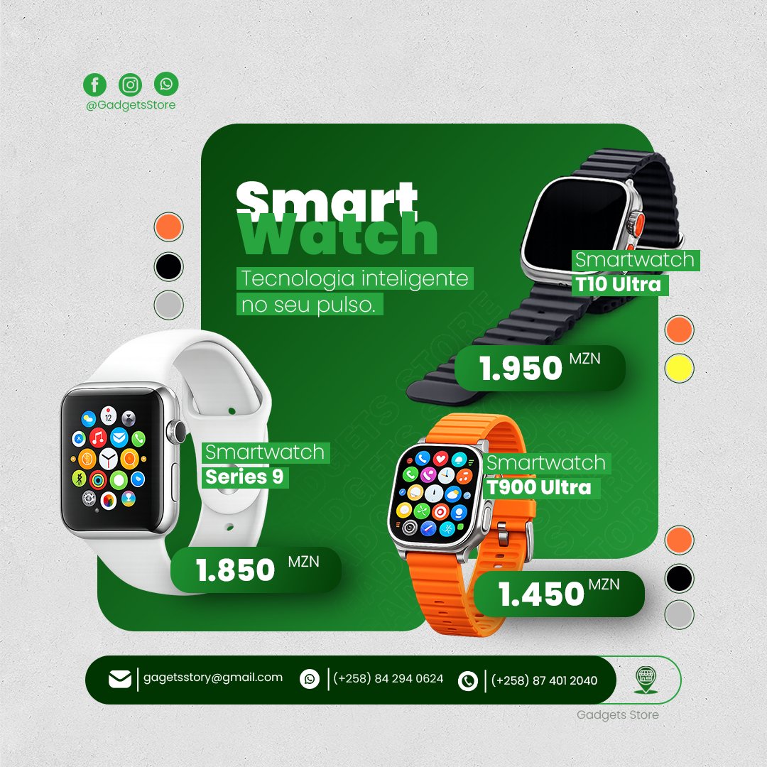 GadgetsStore_Mz's tweet photo. Praticidade e estilo no teu pulso, sem precisares de tirar o celular do bolso!
Sabe aqueles momentos em que estás a conduzir, a treinar ou numa reunião e precisas de ver uma notificação, atender uma chamada rápida ou controlar a tua música? O Smartwatch resolve isso num segundo! https://t.co/0xlIcPRzyp