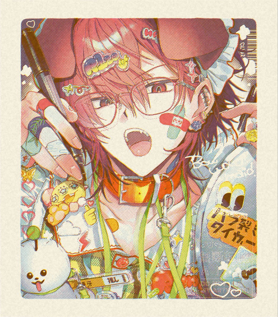 hazi_mema's tweet photo. 最近描いた絵で試してみたけどレトロになった気がする！風合いかわいー☺️🍒（イラストは添練の人が描いています🙇） https://t.co/skbBShVLcV