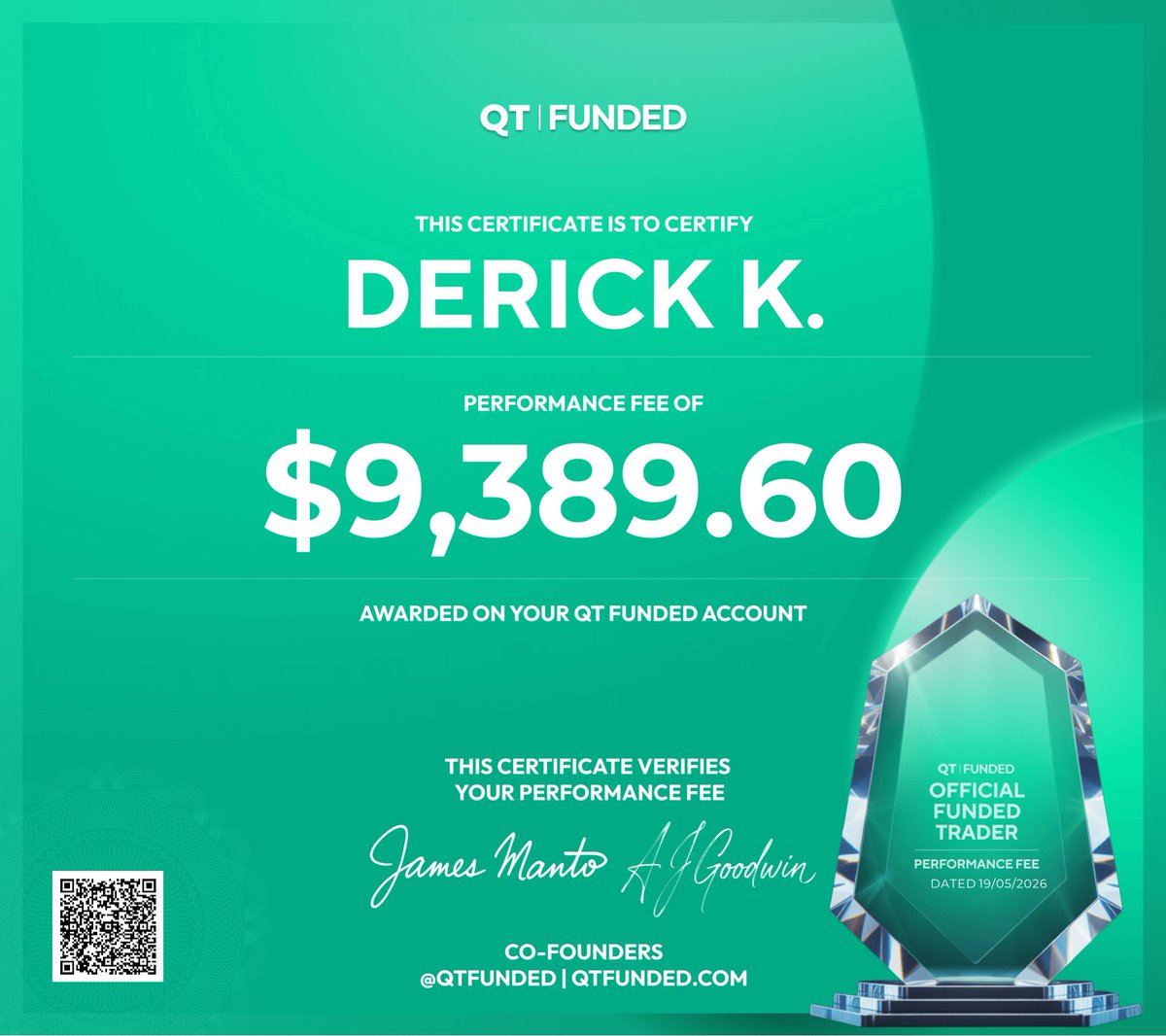 _legacy_trades's tweet photo. 🚨 PAY THE TRADER @QtFunded 🚨

QT approved my payout of $9389 after more than a month of waiting. They marketed my payout certificate as being paid but it wasn’t. I was paid 10% of it ($939) & forced to give up 90% ($8450) of my payout for their @qt_cap program. Fine! The contract was signed on May 20th, & I was to receive the live account 3-5 business days later, but it’s now July 23rd and I’ve not received the account or my payout in full. 

For the last 2 months I’ve made several attempts to either get the account or be paid in full. 
My complaints and requests have either been deleted from their discord, ignored, or I get timed out from chatting. 

This is my public request to be paid in full and cut ties @AlexQuantTekel @JamesQuantTekel 

This entire year with QT has been a horrible experience and this song & dance has gotten old. Please do the right thing and pay me out in full.

@trustedprophub @Trustpilot @PropFirmMatch @Khldfx @DylanElchami @MattLeech @E8Andrew @PropFirmKid @PropJournalist @PropFirmMedia