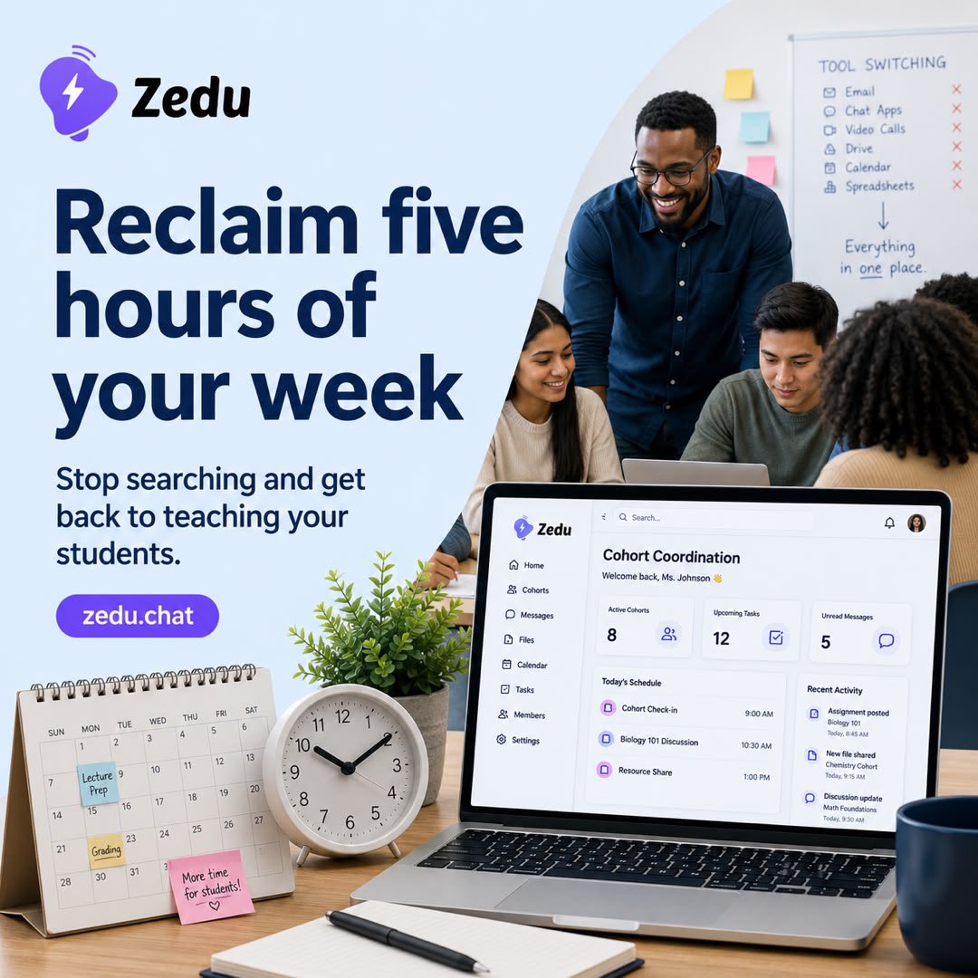 ZeduOfficial's tweet photo. Stop switching between apps.

Zedu keeps your chat, video meetings, and files in one workspace, so you can spend more time teaching and less time managing tools.

Start free at https://t.co/KEXq3bRCJF

#EdTech #Teaching #OnlineLearning #Productivity #zedu https://t.co/bKh7piztwB
