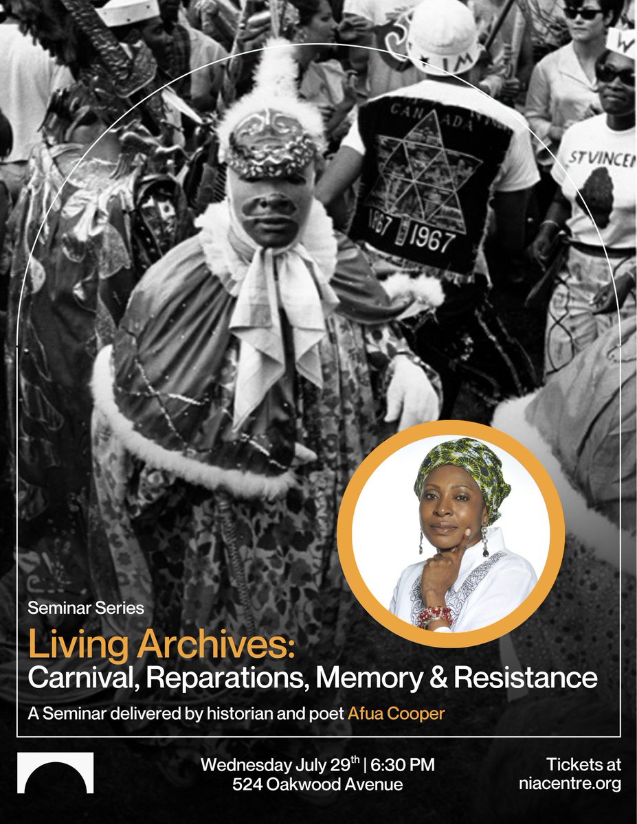 History_UofT's tweet photo. Behind every costume, rhythm, and procession are stories of resistance, remembrance, and cultural survival.

Join Prof. Afua Cooper for a seminar exploring Carnival as a living archive.

📅 July 29
🕡 6:30 p.m.
📍524 Oakwood Ave. https://t.co/uP3QSaancs