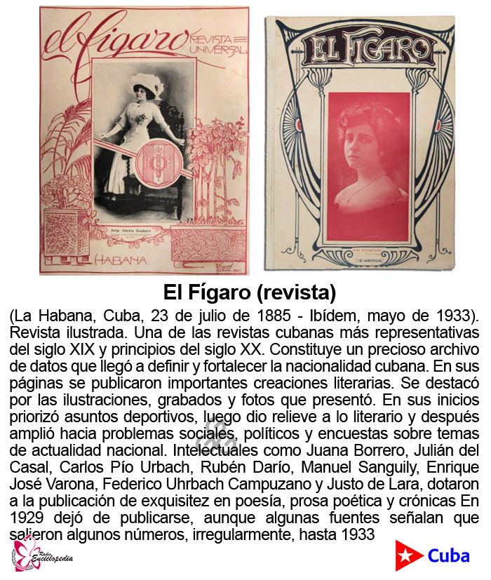 enciclopedia_cu's tweet photo. El 23 de julio del 1885, en #LaHabana sale el primer número de la revista cubana El Fígaro
🔗Saber más: https://t.co/Y7RaWea0Wa
#Efemerides #23dejulio 🇨🇺 #Cuba #CubaEsCultura #prensa #RadioCubana #RadioEnciclopedia @YuzaimaCardona https://t.co/jmMvaf7lwB
