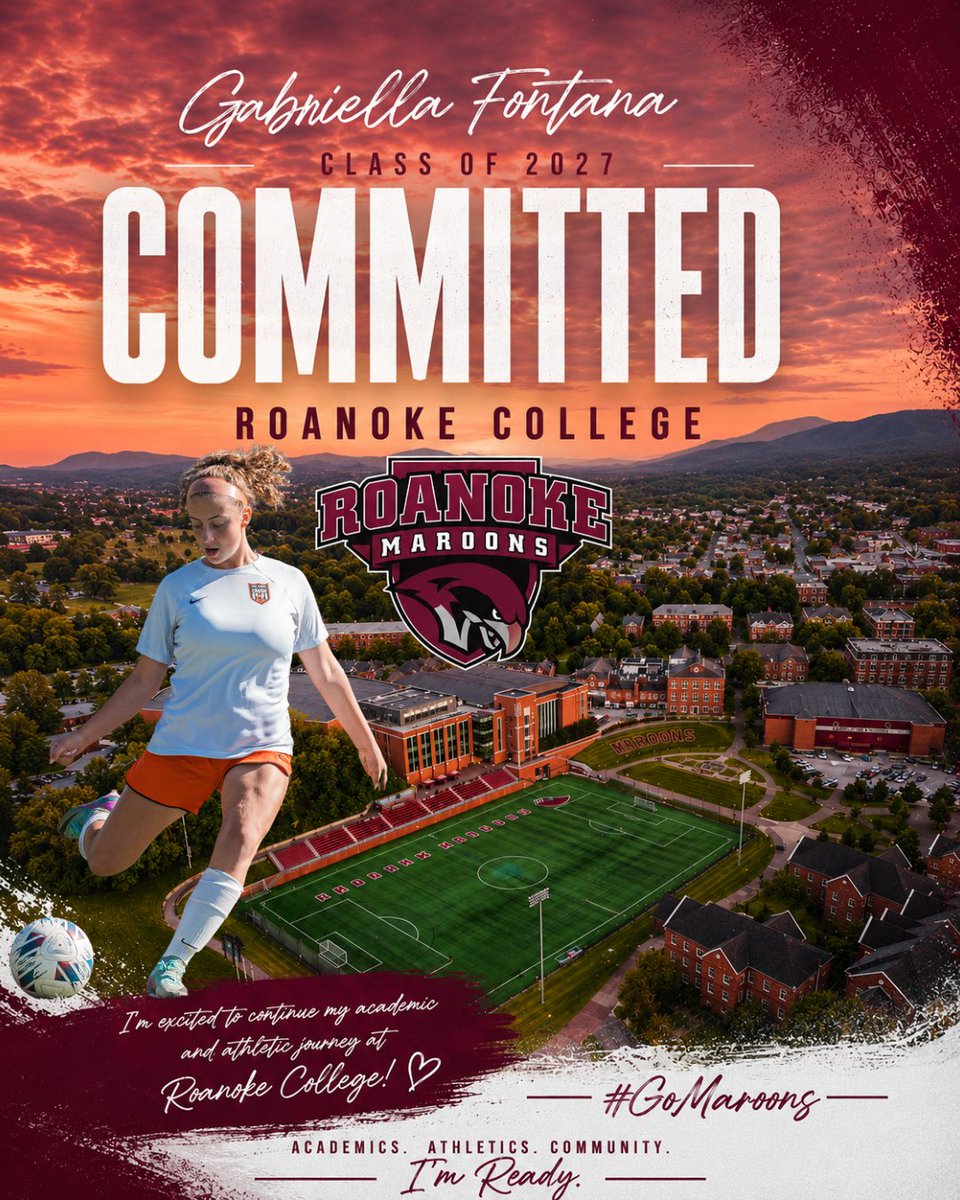 gabfontana2027's tweet photo. I am incredibly excited and grateful to announce my commitment to continue my academic and athletic career at Roanoke College!
This journey has been filled with challenges, growth, unforgettable memories, and amazing people who have helped shape me into the player and person I am today. I want to sincerely thank my parents, family, friends, teammates, coaches, trainers, and everyone who has supported and believed in me along the way. I truly would not be here without you.
A special thank you to Coach Phil & Coach Martinez, the entire coaching staff @RoanokeWomenSoc  for believing in me and giving me the opportunity to be part of such an incredible program. From the moment I stepped on campus, it felt like home- a place where I could grow both on the field and in the classroom. I’m excited to begin this next chapter, compete alongside an amazing group of teammates, and proudly represent the Maroons.
The work doesn’t stop here—this is just the beginning.
Go Maroons! ❤️🤍
@RoanokeCollege @ImYouthSoccer @ImCollegeSoccer @imwomenssoccer @TheSoccerWire @CleatsOffFc 
#Committed #RoanokeCollege #GoMaroons #NokeNation