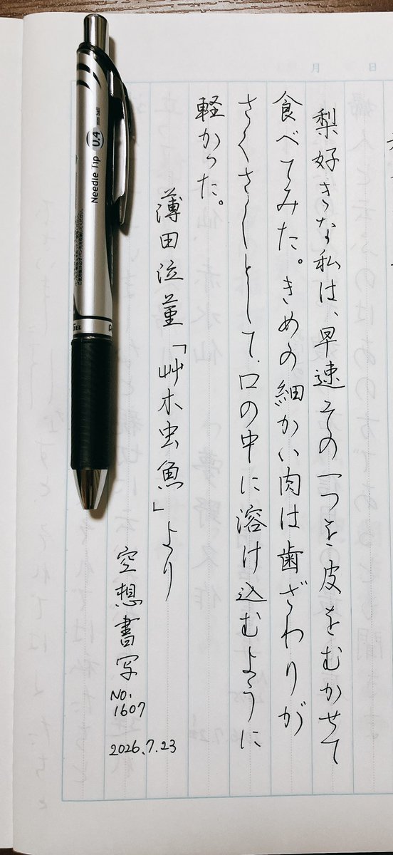 Megutegaki's tweet photo. お題をありがとうございます。
「さくさく」がもう何が何だか。
#空想書写 https://t.co/Z6H0FbWyEO