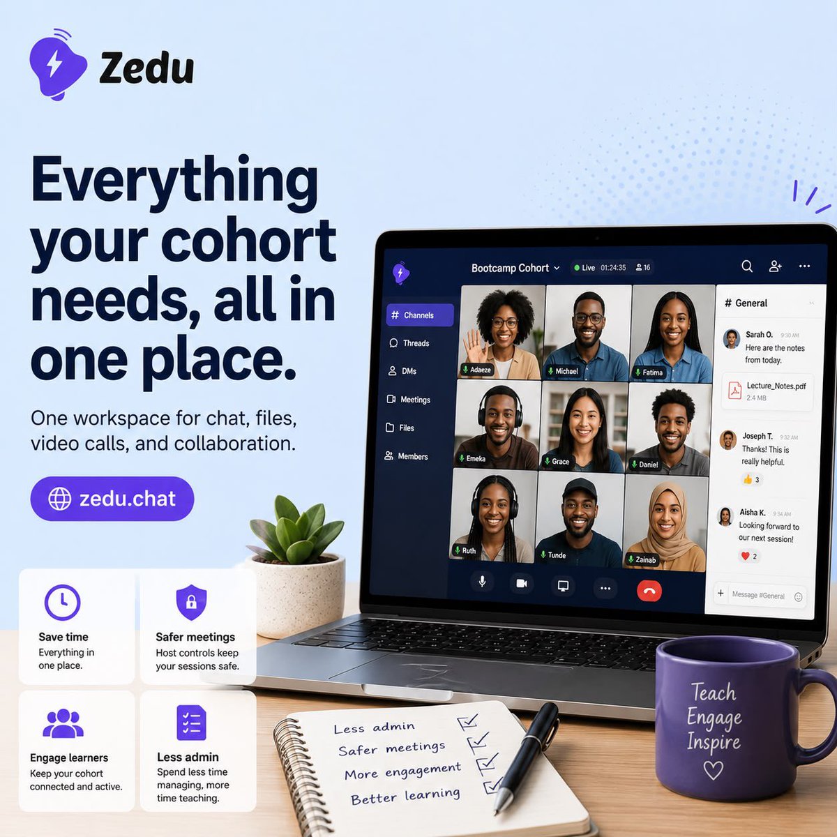 ZeduOfficial's tweet photo. Better collaboration starts with the right workspace.

Zedu brings your chats, files, and video meetings together, helping educators and learners stay connected and organized

Try it free at https://t.co/KEXq3bRCJF

#edtech #onlinelearning #teachingtips #communitymanagement https://t.co/OWYoyS0dtO